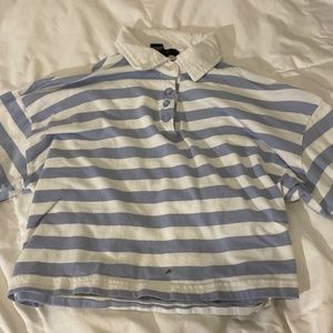 blue and white button up